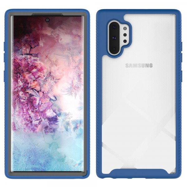 Wholesale Galaxy Note 10 Clear Dual Defense Hybrid Case (Navy Blue)